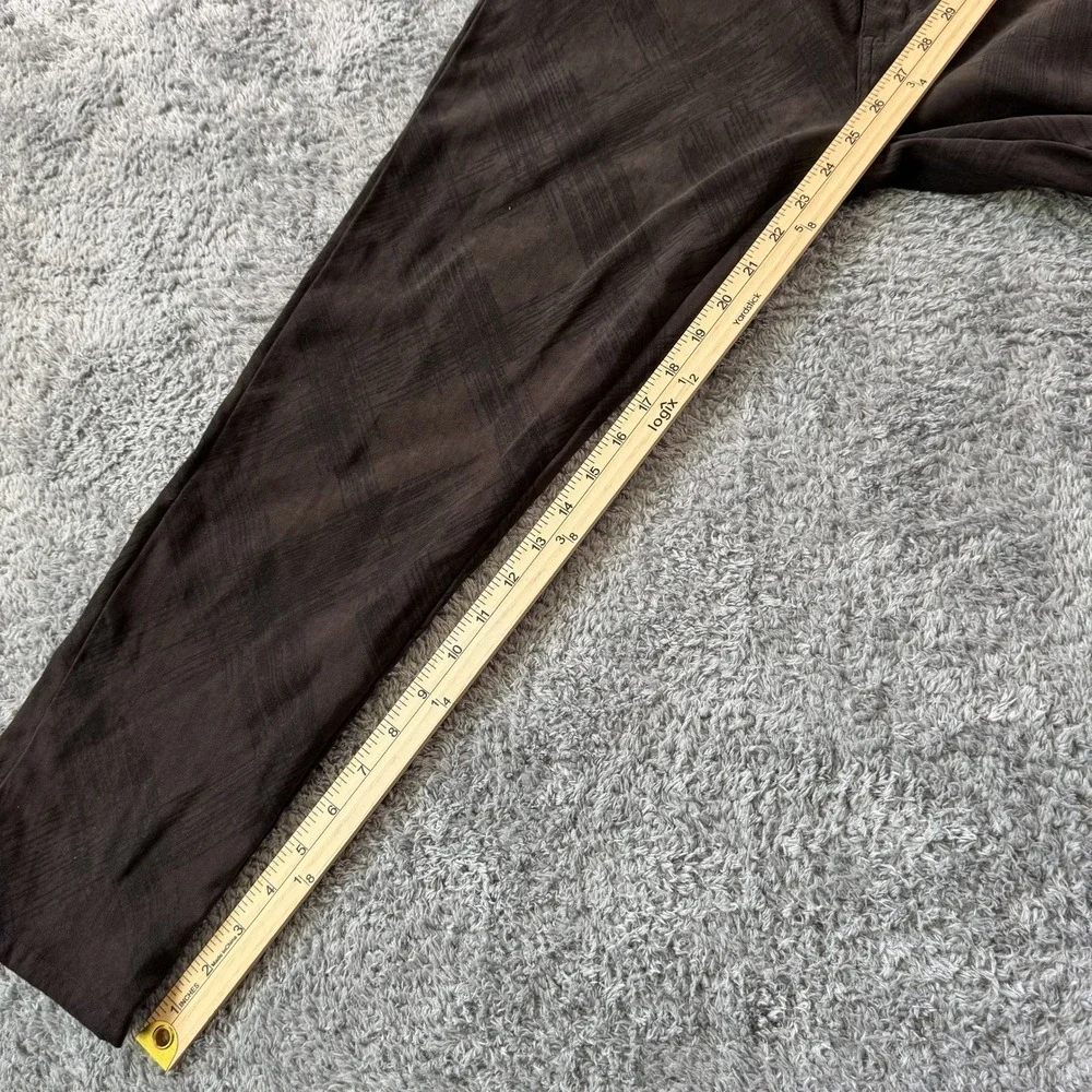 Unbranded Crosshatch Pattern Trousers Size 32 Brown Textured Flat Front Pants